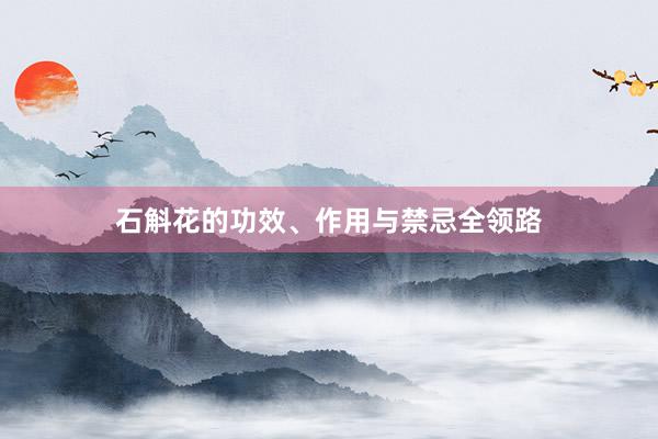 石斛花的功效、作用与禁忌全领路